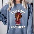 Future HBCU Grad Girl Wearing Graduation Gown Comfort Colors Sweatshirt Blue Jean