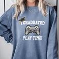 Gamers Graduation I Graduated Play Time Gamer Comfort Colors Sweatshirt Blue Jean