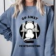 Go Away I'm Introverting Cat With Coffee Comfort Colors Sweatshirt Blue Jean Go Away I'm Introverting Cat With Coffee Comfort Colors Sweatshirt Blue Jean