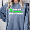 Grade 5 Level Achieved Video Gamer 5th Grade Graduation Comfort Colors Sweatshirt Blue Jean