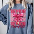 Graduate 2025 For Senior 2025 Graduation Coquette Pink Bow Comfort Colors Sweatshirt Blue Jean