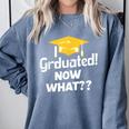 I Graduated Now What Congratulations Graduation Comfort Colors Sweatshirt Blue Jean