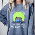 I Graduated Can I Go Back To Bed Now Cat Graduation For Men Women Girls Kids Comfort Colors Sweatshirt Blue Jean