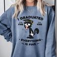 I Graduated Graduate Class 2025 Cat Graduation Comfort Colors Sweatshirt Blue Jean