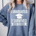 I Graduated I Survived High School Graduation Comfort Colors Sweatshirt Blue Jean