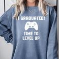 I Graduated Time To Level Up Graduation T-Shirt Comfort Colors Sweatshirt Blue Jean