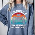 I Graduated Can I Unpause My Game Now Retro Graduation Comfort Colors Sweatshirt Blue Jean