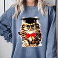 Graduation Cat Class Of 2023 Comfort Colors Sweatshirt Blue Jean