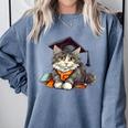 Graduation Cat Graduation Present For Graduate Grad Comfort Colors Sweatshirt Blue Jean Graduation Cat Graduation Present For Graduate Grad Comfort Colors Sweatshirt Blue Jean