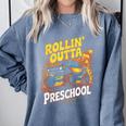 Graduation Rollin' Outta Preschool Monster Truck Boys Pre-K Comfort Colors Sweatshirt Blue Jean
