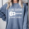 I Like Guitar & Maybe 3 People Music Introvert Guitar Comfort Colors Sweatshirt Blue Jean