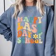Happy Last Day Of School Groovy Teacher Student Graduation Comfort Colors Sweatshirt Blue Jean