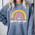 HAPPY LAST OF DAY SCHOOL Rainbow Teacher Student Graduation Comfort Colors Sweatshirt Blue Jean