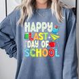 Happy Last Day Of School Teacher Kids Boys Girls Graduation Comfort Colors Sweatshirt Blue Jean
