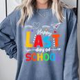 Happy Last Day Of School Teacher Women Student Graduation Comfort Colors Sweatshirt Blue Jean