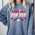 Hockey Senior Pop Pop Graduation Class Of 2026 Kids Comfort Colors Sweatshirt Blue Jean