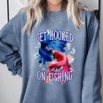 Hooked On Fishing Introvert Sayings Antisocial Quotes Comfort Colors Sweatshirt Blue Jean