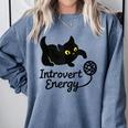 Introvert Energy Cat Love Cat Meme Comfort Colors Sweatshirt Blue Jean