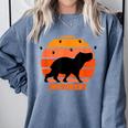 Introvert Retro Sunset Capybara Tee Comfort Colors Sweatshirt Blue Jean