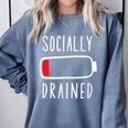 Introvert Socially Drained Battery Comfort Colors Sweatshirt Blue Jean Introvert Socially Drained Battery Comfort Colors Sweatshirt Blue Jean