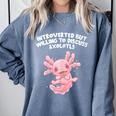 Introverted But Willing To Discuss Axolotl Salamander Comfort Colors Sweatshirt Blue Jean