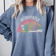 Introverted But Willing To Discuss Cats Rainbow Comfort Colors Sweatshirt Blue Jean