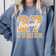 Junior Class 2027 Graduation Back To School Orange Letters Premium Tri-Blend Comfort Colors Sweatshirt Blue Jean