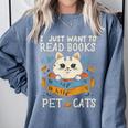 I Just Want To Read Books And Pet Cats Introvert Comfort Colors Sweatshirt Blue Jean I Just Want To Read Books And Pet Cats Introvert Comfort Colors Sweatshirt Blue Jean