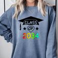 K -12th Grade Hand Prints Space Graduation Class Of 2034 Comfort Colors Sweatshirt Blue Jean
