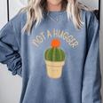 Kawaii Grumpy Cactus Not a Hugger Plant Introvert Comfort Colors Sweatshirt Blue Jean