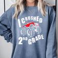 Kids I Crushed 2nd Grade Monster Truck School Graduation Comfort Colors Sweatshirt Blue Jean