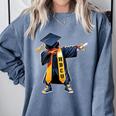 Kids HBCU Boys Grad Dabbing Graduation Comfort Colors Sweatshirt Blue Jean
