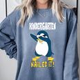 Kids Kindergarten Dabbing Penguin Nailed It Graduation Class 2021 Comfort Colors Sweatshirt Blue Jean