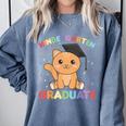 Kids Kindergarten Graduate Cat Graduation Comfort Colors Sweatshirt Blue Jean