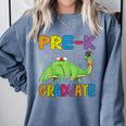 Kids Pre-K Graduate Brontosaurus Dino Pre Kindergarten Graduation Comfort Colors Sweatshirt Blue Jean