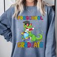 Kids Preschool Graduate T-Rex Dinosaur Preschool Graduation Comfort Colors Sweatshirt Blue Jean
