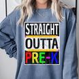Kids Straight Outta Pre-K Graduation Comfort Colors Sweatshirt Blue Jean