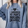 Kids I Survived My Mom's Nursing Degree Nursing School Graduation Comfort Colors Sweatshirt Blue Jean