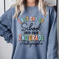 Last Day Of School Autograph 2nd Grade Graduation Boys Girls Comfort Colors Sweatshirt Blue Jean