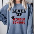 Level Up Middle School 5th Grade Graduation Comfort Colors Sweatshirt Blue Jean