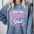 Little Miss Pre-K Grad 2025 Coquette Preschool Graduation Comfort Colors Sweatshirt Blue Jean