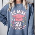 Little Miss Pre-K Grad 2025 Preschool Graduation Girls Kids Comfort Colors Sweatshirt Blue Jean