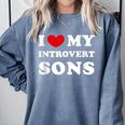 I Love My Introvert Sons I Heart My Introvert Sons Comfort Colors Sweatshirt Blue Jean