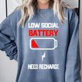 Low Social Battery Need Recharge Introvert Self-Care Comfort Colors Sweatshirt Blue Jean