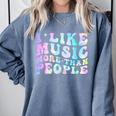 I Like Music More Than People Introvert Musician Retro Comfort Colors Sweatshirt Blue Jean