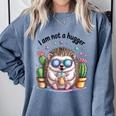 I Am Not a Hugger Introvert Hedgehog With Cactus Comfort Colors Sweatshirt Blue Jean