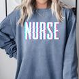 Nurse Glitch Aesthetic Graduation Nurse Glitch Graphic Art Comfort Colors Sweatshirt Blue Jean
