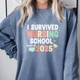 Nurse I Survived Nursing School Class Of 2025 Graduation Comfort Colors Sweatshirt Blue Jean