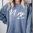 Nursing School Survivor Apparel Graduation Nurse RN EST 2019 Comfort Colors Sweatshirt Blue Jean