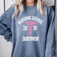 Nursing School Survivor Apparel Graduation Party Nurse RN Comfort Colors Sweatshirt Blue Jean